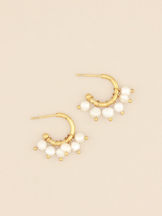 Pearl Dangle Mini Hoops