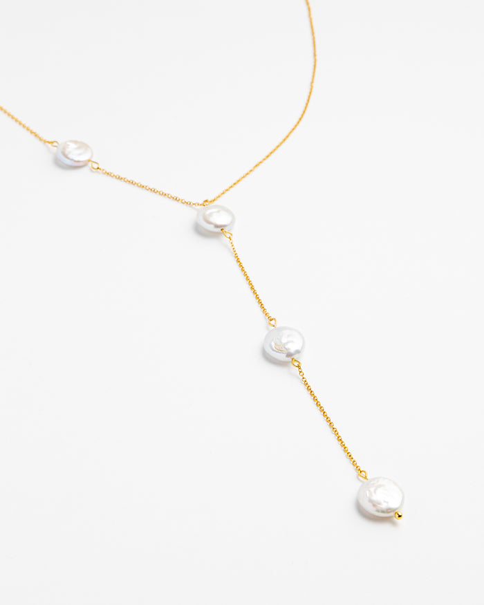 Flat Pearl Chain Necklace