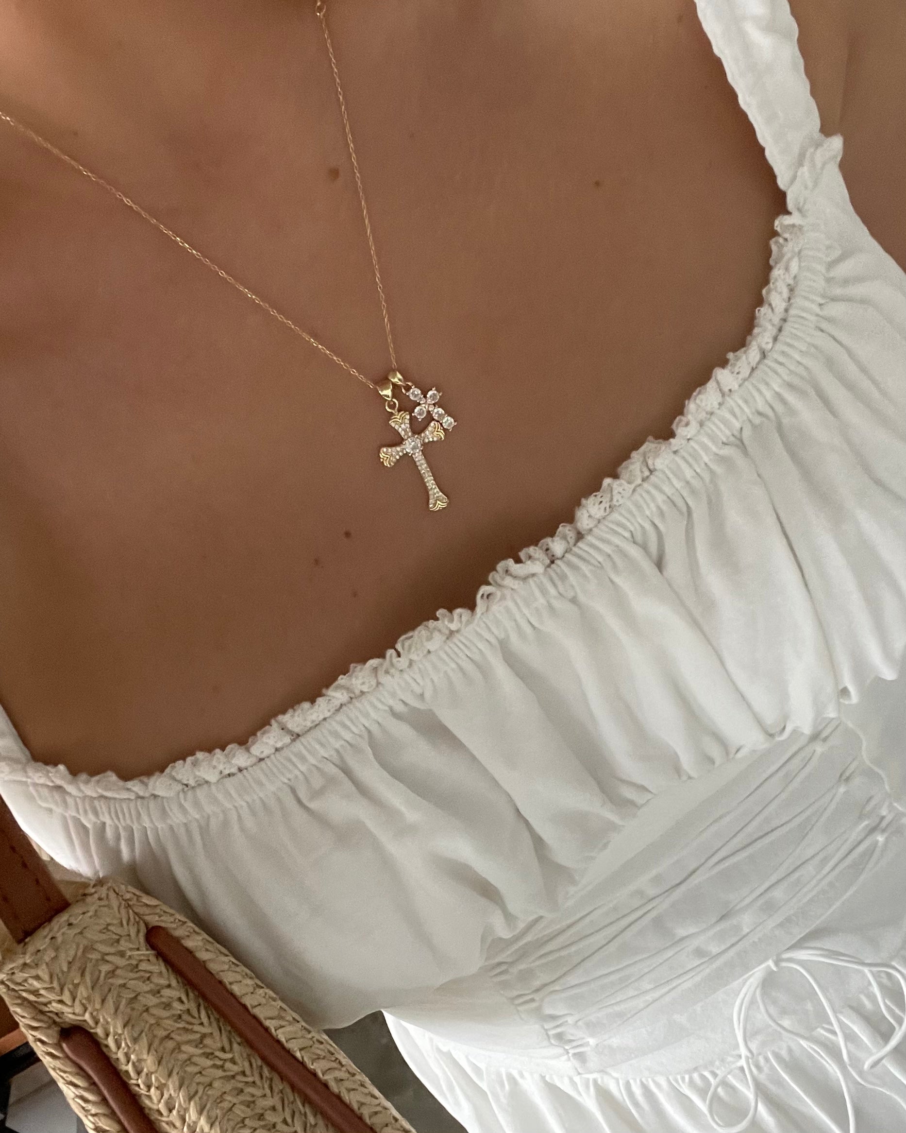 Sterling Silver Double Chain Cross Necklace – wit & whim