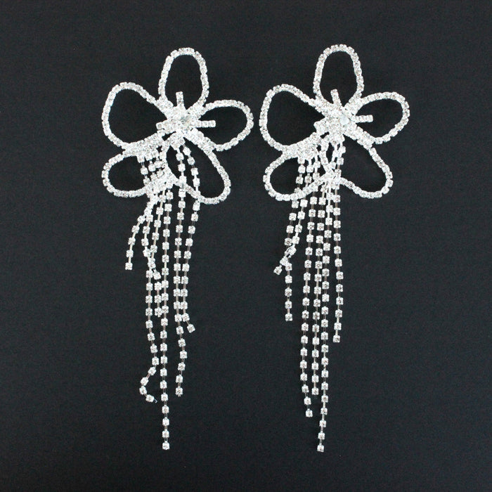 Jumbo Flower Zirconia Drop Earrings