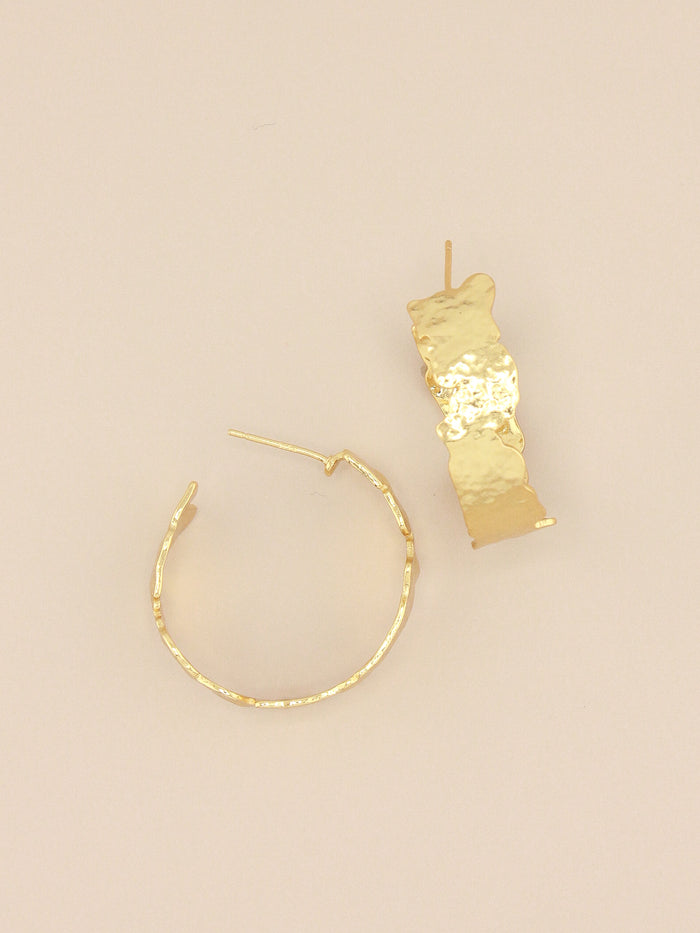 Gold Hammered Hoops
