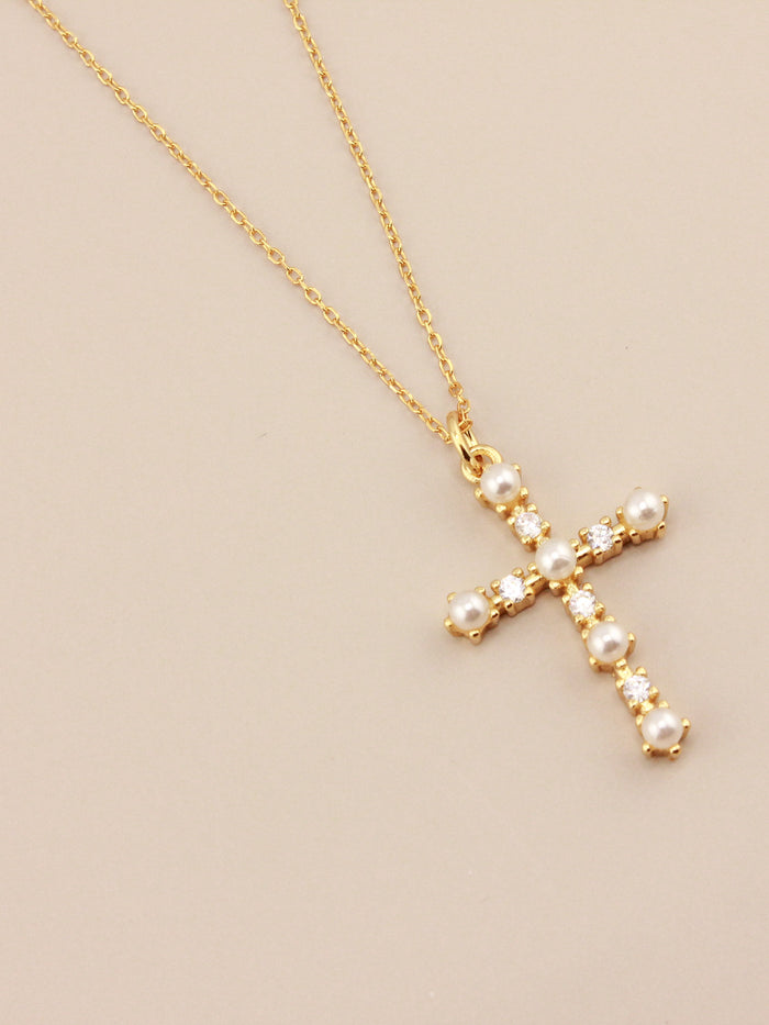 Pearl Cross Simple Chain