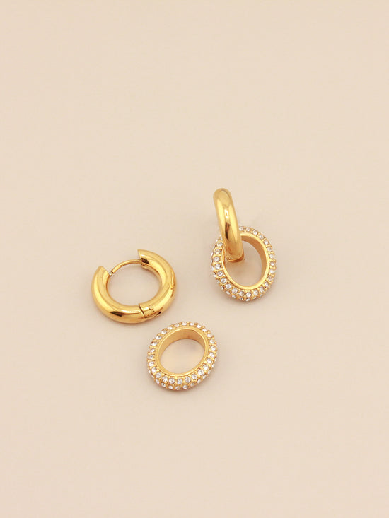 Solid Link Pave Earrings