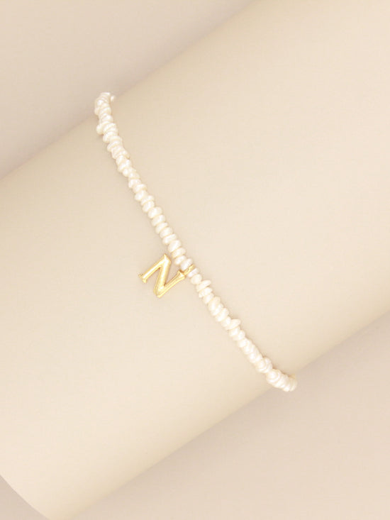 Dainty Pearl Initial Bracelet