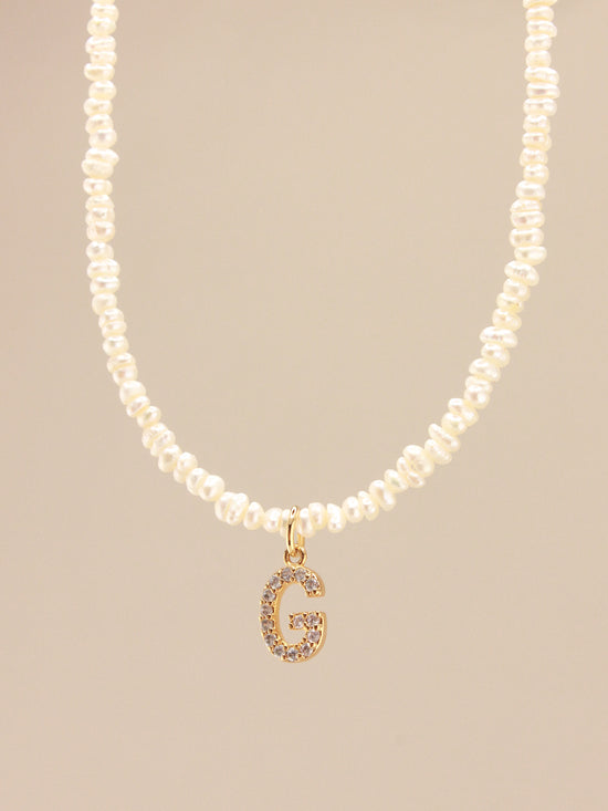 Pave Pearl Initial Choker
