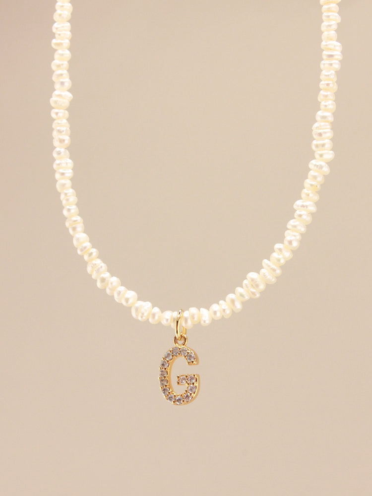 Pave Pearl Initial Choker - Main Image