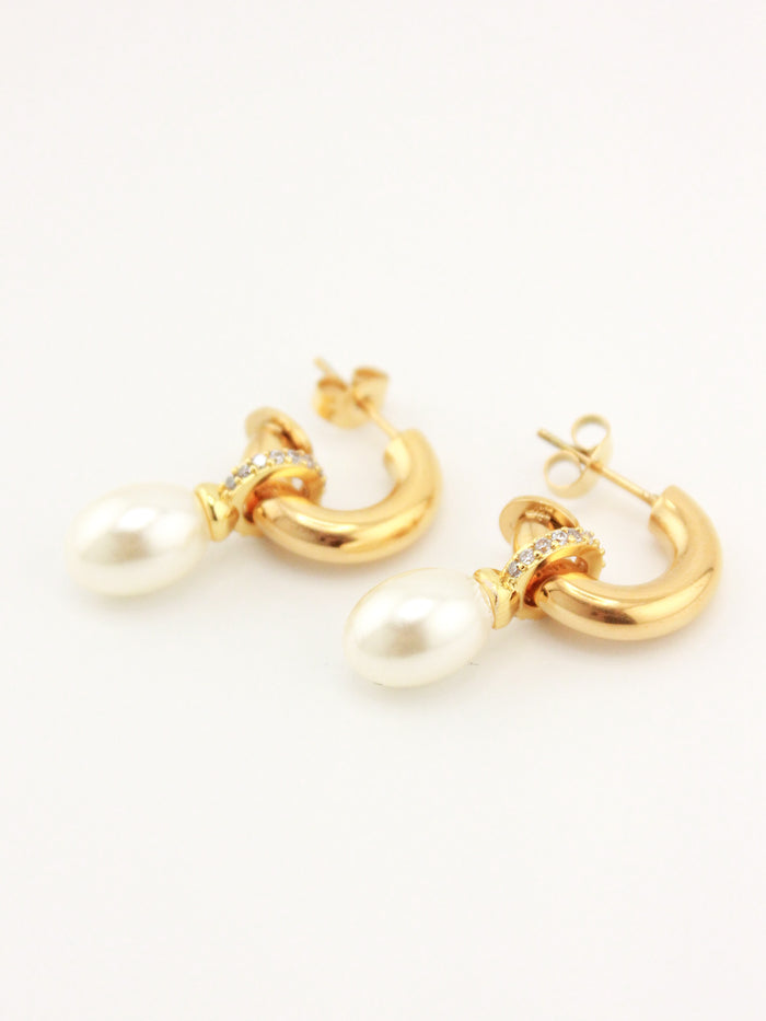 Baroque Pearl Hoops