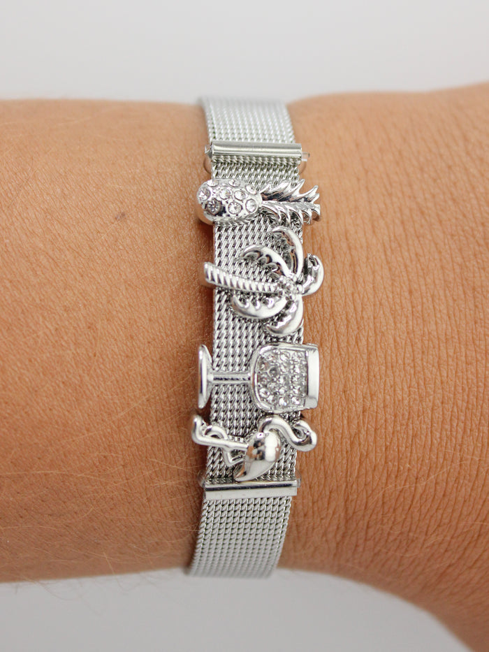 Tropical Silver Charm Bracelet