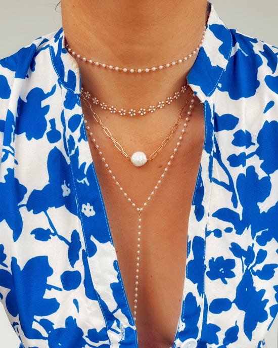 Coin Pearl Clipchain Necklace