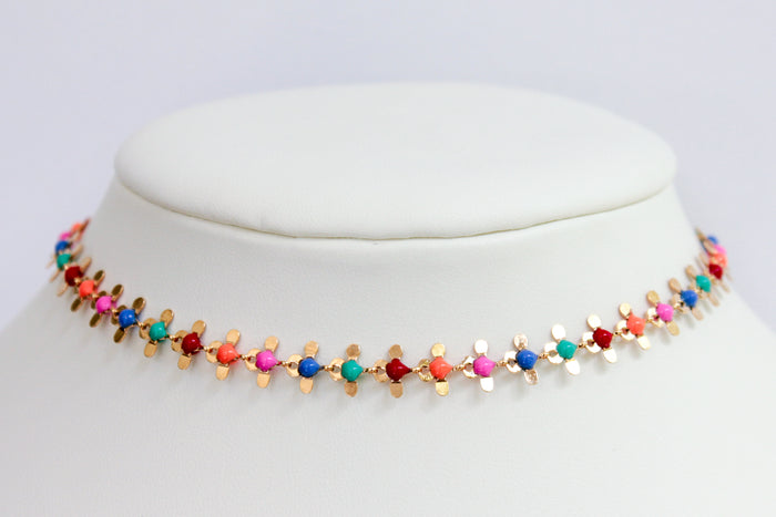 Multicolor Flower Choker